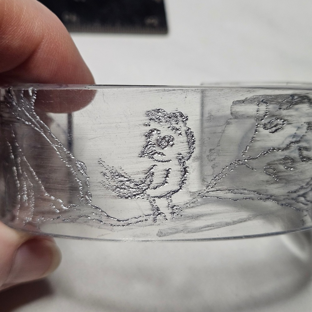 Acrylic Bird Cuff Bracelet Womens OS Clear Etched Y2K Indie Kitsch